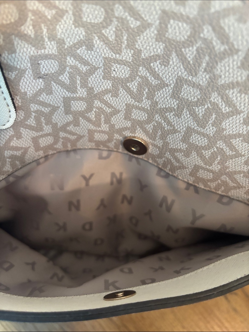 DKNY Cream Satchel with Pink Floral Accents - Picture 6 of 6